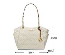 Michael Kors Jet Set Travel 大号链条单肩托特包 – 标志性香草色徽标涂层帆布，配金色五金配件 - 时尚奢华高级设计时尚女士包 - 圣诞礼物 - 冬季 - 书包/办公包/旅行必需品/旅行装/书包/笔记本电脑手提包/女生旅行包 - 明亮 - 查看 5