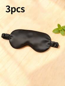 1/2/3pcs Sleep Mask Blindfold With Adjustable Strap, Super-Smooth Soft Natural Eye Cover Eyeshade For Sleep Travel Nap, Black,Pink - Black - View 9