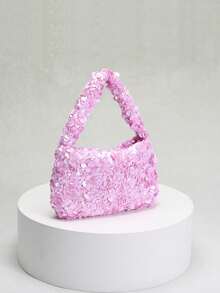 1件雕塑感包包，优雅亮片闪耀简约女士手提包/手拿包，适合晚宴、夜总会、盛大晚会等场合。 - 淡紫色 - 查看 3