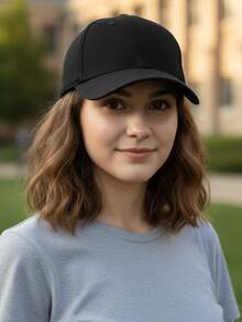 Set Of 2 Plain Basic Adult Caps For Men And Women, Super Lightweight, Curved Brim, Cotton - Black and Black - View 5