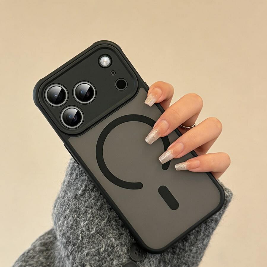 DECOPHONE 1 chiếc ốp lưng điện thoại từ tính không dây màu gradient trong suốt dễ thương, tương thích với iPhone 17 AIR 16 15 14 13 12 11 Pro Max Plus, mặt lưng silicon mềm màu kẹo ngọt - Đen mờ - Xem 1