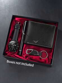 Set di orologi da ragazzo 4/2/1 pezzi, casual alla moda e business, con quadrante rotondo e lancette, in pelle PU, al quarzo (include orologio di lusso, portafoglio, penna, portachiavi), adatto per uso quotidiano, ufficio, regalo per amici e famiglia, compleanno/festività dei ragazzi, raduni dei ragazzi, Ringraziamento, Carnevale, ritorno a scuola, San Valentino, Capodanno 2026, miglior scelta regalo per ragazzi/papà - Multicolore - Visualizzare 15