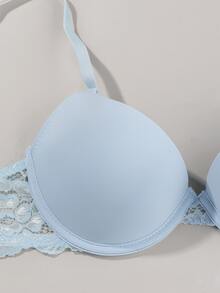 5pcs Elegant Solid Color Lace Patchwork Push-Up Bra - Multicolor - View 4