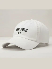 New York NY Premium Curved Brim Cap With Adjustable Strap, Men's, Women's, Casual, Unisex Polyester Embroidered Hat - trắng - Xem 1