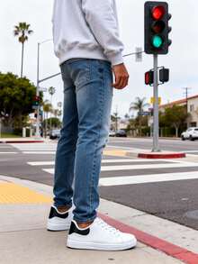 男士休闲运动鞋防滑平底系带百搭白色运动鞋适合四季春秋季男士百搭鞋