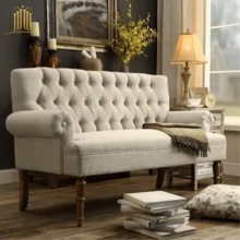 Loveseat Sofas For Living Room Loveseat For Living Room Couch In A Box Sofa Para Sala Love Seats Furniture Sofa In A Box Long Couches For Living Room Settee Loveseat,Linen - 米色 - 查看 2
