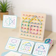 Toddler Sensory Integration Toy 2 In 1 Wooden Pegboard Stacking Rings Shape Building Puzzle - Multicolor - View 9