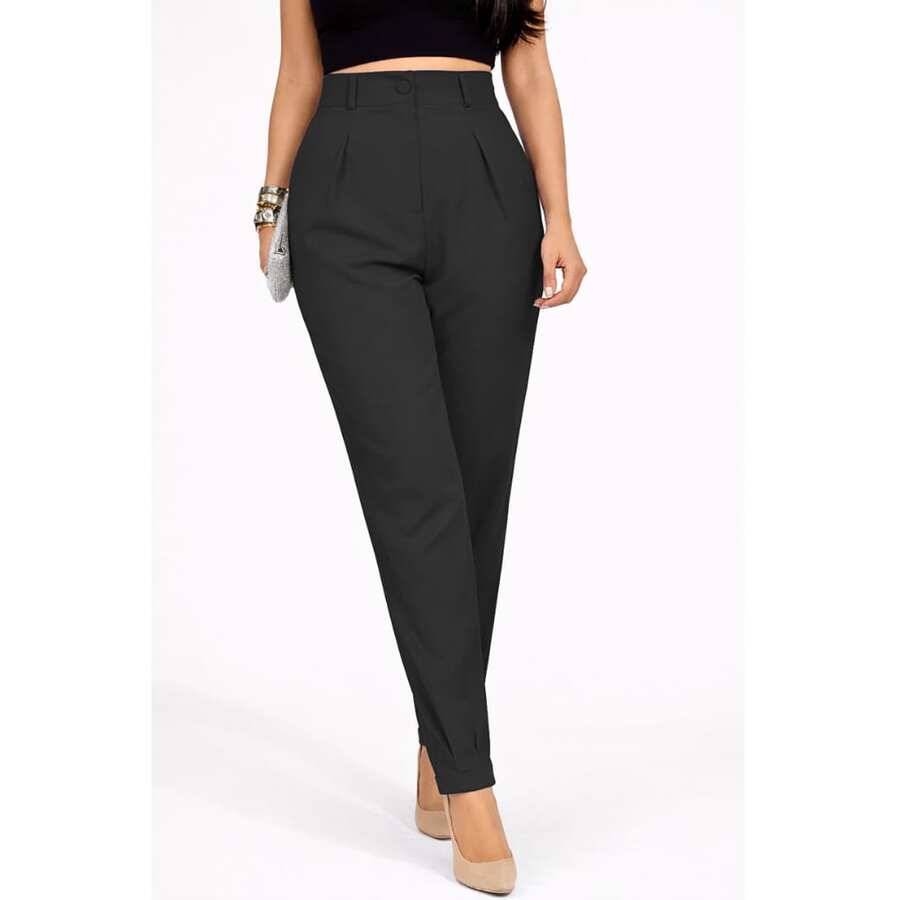 Women's Tailored Trousers, Formal, Blogger-Style, Fashion Look, Suit Trousers, . - 黑色的. - 查看 1