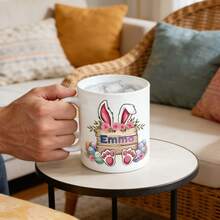 Customized Easter Alphabet Name Mug, Rabbit Initial, Rabbit Easter, Custom Name Mug, Romantic Easter Gift For Boyfriend, Girlfriend, Him, Her - Multicolor - View 11