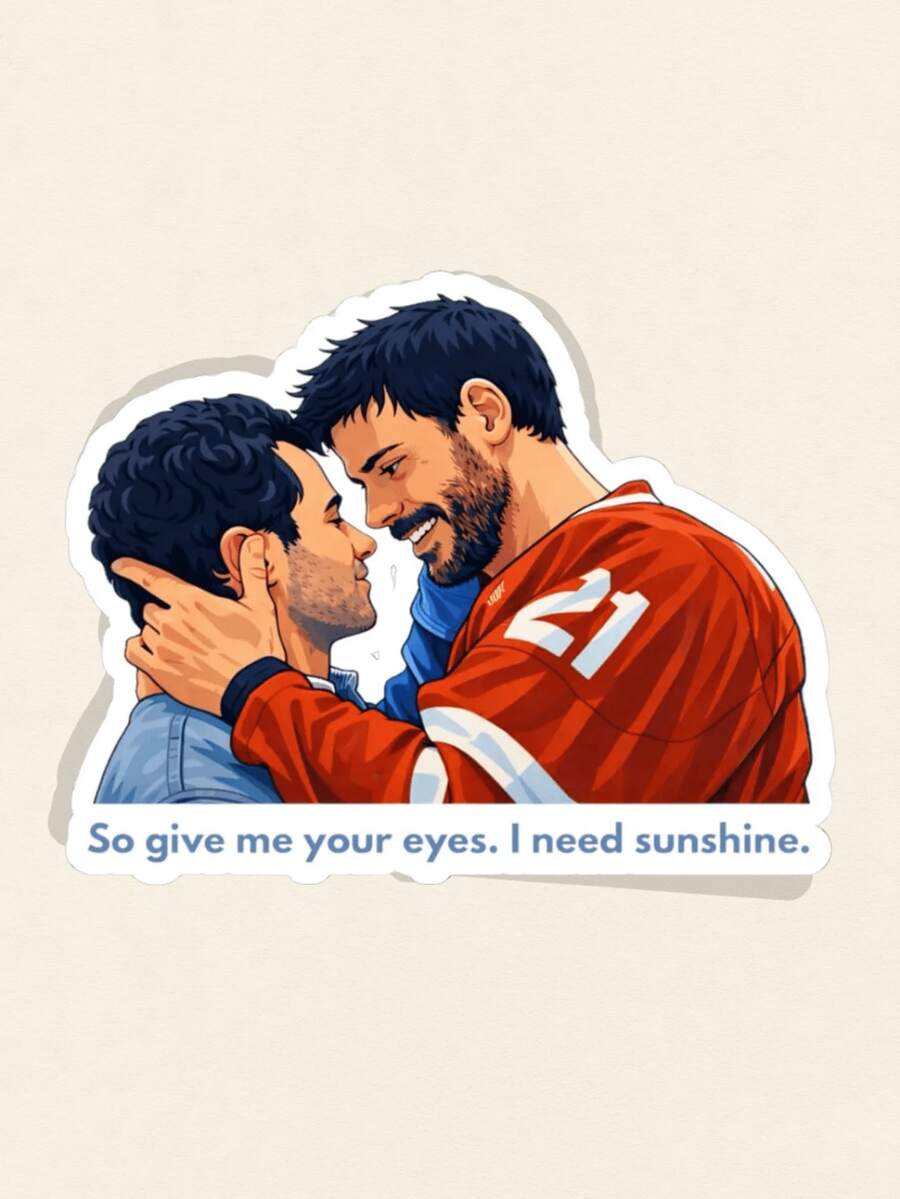 激烈竞争书迷贴纸 - Shane & Ilya 冰球浪漫爱情乙烯基贴纸 - Rachel Reid 粉丝礼物，MM 体育爱情小说，Game Changers 系列，BookTok 美学笔记本电脑装饰 - 彩色 - 查看 1