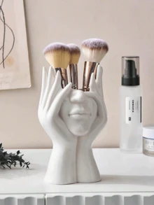 Moderne Kunst Frauengesicht Vase, weiße Aufbewahrungsflasche Dekoration, zeitgenössische Kunst dekorative Aufbewahrungsflasche Mittelstück, geeignet für minimalistische Schreibtische, Wohnzimmer, Büro, Schlafzimmer und andere Räume, moderne Heimdekoration, Mittelstück, kann Kosmetika, Makeup-Pinsel, Tischdekoration, Muttertagsgeschenk, Abschlussgeschenk, Hochzeitsdekoration, Makeup-Raum-Dekoration, Makeup-Tasche, Reiseessentials aufbewahren - Verschiedenfarbig - Übersicht 3