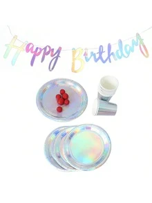 100/50/30/20/10pcs 7inch/9inch Disposable Plates, Thick Paper Plates, Leak-Proof, 3-Second Cleanup, Party/Camping/Home Use, Reusable, Birthday, Graduation, Christmas, Thanksgiving, Halloween Tableware - Silver - View 2