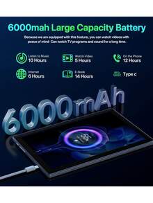Qetupa 10.1 吋 Android 15 平板電腦，4GB RAM + 64GB ROM，RK3562 四核處理器，WiFi，1280 X 800 HD 螢幕，6000mAh 電池，5MP + 13MP 雙鏡頭，立體聲喇叭，時尚設計，耐用結構 - 粉色 - 查看 4
