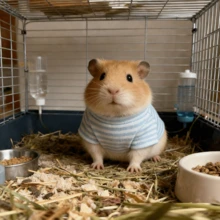 一件轻便透气、柔软弹力条纹T恤，适合金仓鼠、豚鼠等小型宠物。可作为内层穿着，适合身高约17厘米/6.7英寸的宠物。防风保暖，防止掉毛。适合小型宠物在各种季节的室内外穿着。 - 彩色 - 查看 3