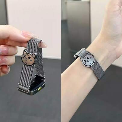 新款米兰尼龙猫咪装饰表带，兼容苹果手表 Series 1/2/3/4/5/6/7/8/9/10/SE/Ultra，适用于 38mm、40mm、41mm、42mm、44mm、45mm、49mm 表盘尺寸，快拆设计，休闲百搭，男女皆宜。