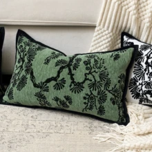 1件装奢华装饰枕套，雪尼尔质感绿色植物抽象叶子方形沙发靠垫套，适用于沙发、客厅、卧室、农舍，也可作为礼物，四季皆宜。 - 綠松石色 - 查看 7