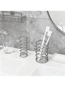 1 hộp đựng bàn chải đánh răng bằng thép không gỉ, giá đựng kem đánh răng và bàn chải đánh răng đa chức năng, kệ phòng tắm và bàn trang điểm, giá đựng mỹ phẩm, giá để ráo nước, phụ kiện phòng tắm, hộp đựng bàn chải đánh răng, phụ kiện trang trí phòng tắm. - Bạc - Xem 2