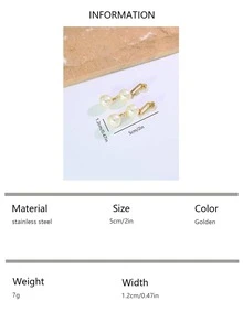 一对优雅低调的奢华女士耳环，采用金色框架，垂直镶嵌钻石，并饰有透明切割水晶球吊坠，适合宴会、派对、日常佩戴和通勤。 - 珍珠吊墜 - 查看 4