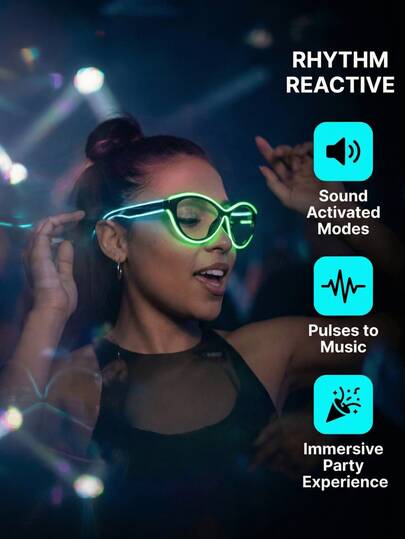 sharif 1 par de gafas inalámbricas con ojos de gato luminosos con baterías incluidas, gafas luminosas LED para bar, fiesta, karaoke, cumpleaños, gafas fluorescentes LED de novedad que brillan, nuevas gafas de moda rave