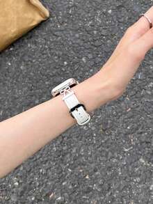 1条真皮表带，适用于38mm/40mm/41mm/42mm/44mm/45mm/46mm/49mm表盘，女士款，兼容Series 10/9/8/7/6/5/4/3/2/1 SE Ultra系列。 - 白色 - 查看 3