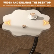 C-Shaped Sofa Side End Table Coffee Laptop Table,Lightweight Mobile Bedside Storage Rack,Living Room Bedroom - White - View 4