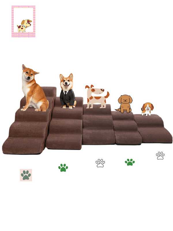 1pc Multi-Color Small Dog Sofa Bed Anti-Slip Pet Stairs, Suitable For Sofa, Bed, Teddy, Small Breed, Elderly Cats And Dogs, Removable Sponge Pet Ladder