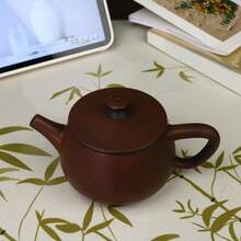 1 Set Purple Clay Hanwa Teapot Set, Handmade Purple Clay Teaware, Home & Travel Tea Set, Includes 1 Teapot And 2 Guest Tea Cups, Unique Chinese Style Teaware, Suitable For Home Use, Guests, And Gifting - Multicolor - View 3