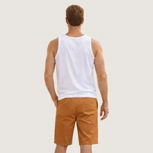 Men's Denim Bermuda Shorts, Twill Denim Shorts - 駝色 - 查看 7