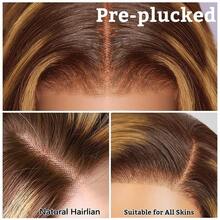 24 Inch Highlight Ombre Lace Front Hair Wigs Glueless Brazilian Virgin Hair Straight Lace Front Wigs Human Blended Hair Pre Plucked 13x4 5X5 13x6 Straight Natural Hairline No Glue 200% Density Closure Lace Front Brazilian Hair Wigs Straight Hair For Women #4/27 Color Natural Looking Beginner Friendly - S4/27 - View 5