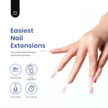 Nail Kit Easy Extension Set,Nail Supplies Nail Stuff Nail Stuff Nail Tech Supplies  240 PCS Long Square Gel Nail Tips Full Cover With 5 In 1 Nail Glue Base Gel And Innovative Uv Led Lamp Easy DIY Gift For Women - 玻璃 - 查看 3