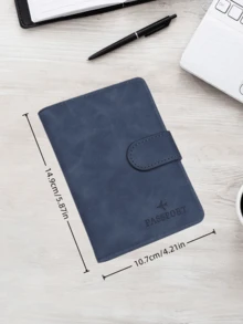 1pc Vintage Leather Multi-Functional Card Holder, Passport & Ticket Protector, Zipper ID Case In Coffee, Brown, Black, Pink, Red