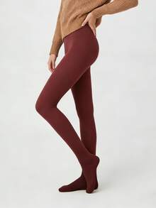 1条200克保暖紧身裤，高腰酒红色不透明连裤袜，加厚加绒保暖长袜 - 彩色 - 查看 5