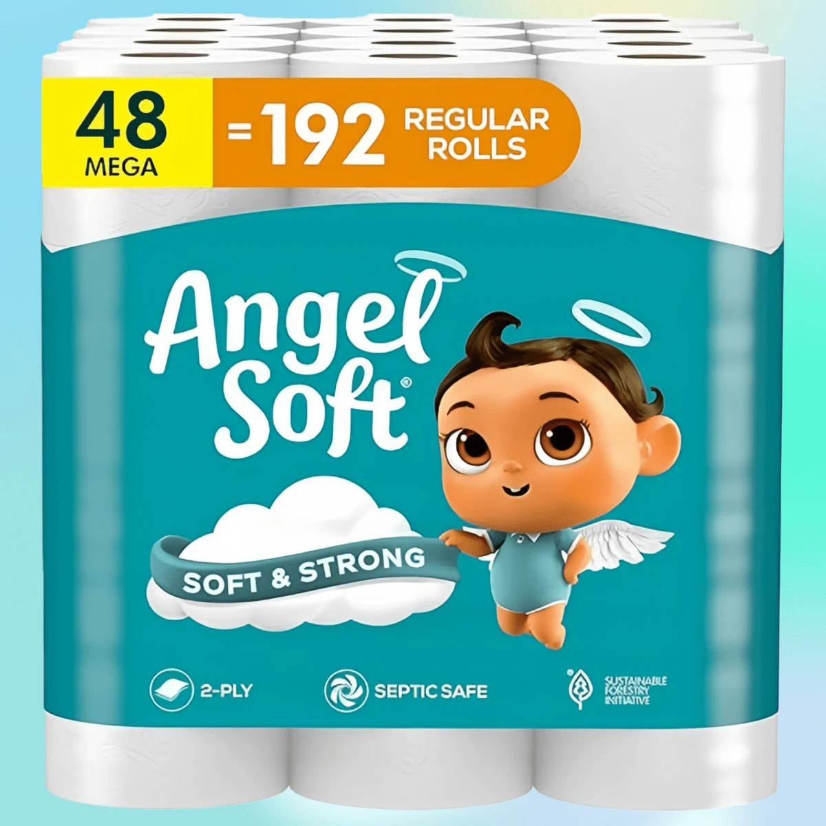 Angel Soft Toilet Paper, 48 Mega Rolls = 192 Regular Rolls, Soft And Strong Toilet Tissue - trắng - Xem 1