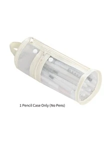 大容量透明铅笔盒，拉链圆筒笔筒，简约文具收纳，适用于学校和办公室 - 彩色 - 查看 11