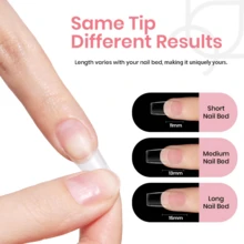 Nail Tips Kit Etch-X, Square Medium, 288Pcs 12 Sizes, With 10mL Nail Glue, Nail Supplies Nail Stuff Nail Stuff Nail Tech Supplies Pre-Etched Half Matte Half Cover Soft Acrylic False Nail Kit For Home DIY Salon Art Fall Press On Nail Extension - Medium Square - 查看 8