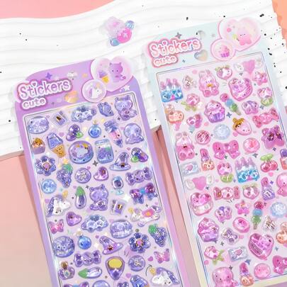 Cute Panda Polymer Clay 3D Stickers - Shiny Rainbow Transfer Stickers, Perfect For Scrapbooking And Crafts | Beautiful Creative Decor, Suitable Compatible With Ipad, Laptop, Planner, Water Bottle, Photo Album Etc., Ideal For Valentine''s Day And New Year Gifts