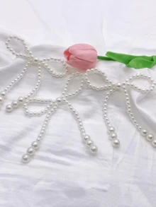 10pcs White Faux Pearl Bow Cake Decorations, Suitable For Birthday Party, Cake Toppers, Flower Bouquets, Rose Arrangements, Holidays And Gift Packaging - Multicolor - View 9