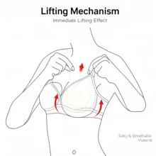硅胶提拉文胸粘性胸罩罩杯，女士专用，提升乳沟，无背无肩带文胸胶带，适合大胸、新娘、夏季穿着 - 杏色 - 查看 6