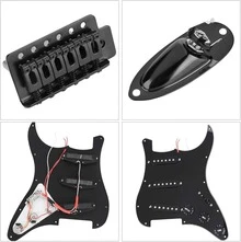 DIY Electric Guitar Kit, Pickguard Rear Cover Bridge System Installation Kit For ST Guitar, Electric Guitar Replacement Hardware (Black) - màu đen - Xem 4