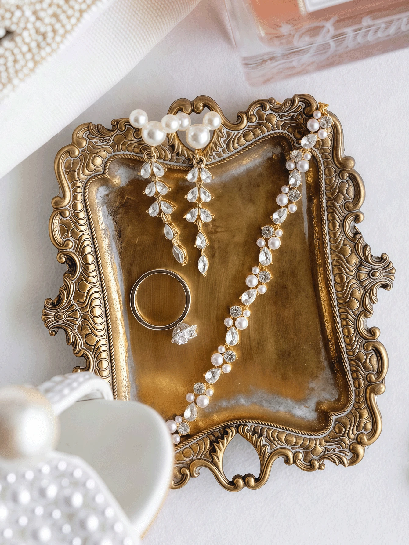 Khay đựng trang sức vàng cổ điển, đĩa đựng nhẫn kiểu mộc mạc, khay đựng bông tai và dây chuyền bằng đồng thau cổ, đĩa đựng trang sức nhỏ xinh, quà tặng trang trí nhà cửa, giá trưng bày trang sức mini, quà tặng cho phái nữ. - Nhiều màu - Xem 1