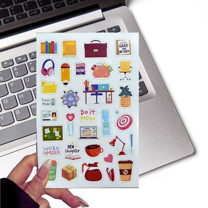 8pcs Stickers - 6pcs Waterproof Stickers + 2pcs Writable Stickers, Soft Pastel Color Tones - Suitable For Planners, Notebooks, Calendars, Diaries, Notepads And Journals For Food Planning, Chores And Work Day Scheduling Stickers - Great For Birthday And Holiday Decorations - Practical And Decorative Organization Stickers For Meal Planning And Shopping Lists - Multi-Purpose Decorative Pattern Stickers