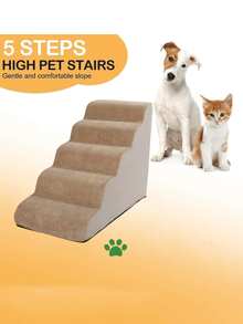 1pc Plush Warm Pet Stair Ramp, Elderly/Small Dog Assistance Ladder, Protect Every Step, Easy Up And Down, Love Lasts Longer, Removable & Washable Foam Stairs For Sofa, Bed, Puppy, Kitten - Beige - View 16