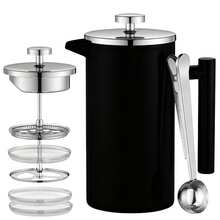 350ml, 750ml, 1000ml Stainless Steel French Press Coffee Maker With 3-Layer Filter, Double-Wall Insulation, Portable For Camping & Outdoor Activities, Durable, Comes With 2 Extra Filters And A Spoon, Easy To Clean - Multicolor - View 12