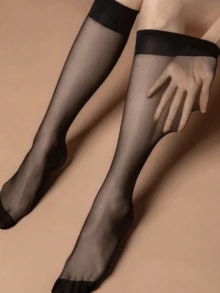 3 Pairs/Pack Women's 15d Black Stockings, Anti-Hook Core-Spun Silk Stretchy Thigh-High Socks, Suitable For Various Occasions And Halloween Costume, Fall, Cozy - Black - View 7