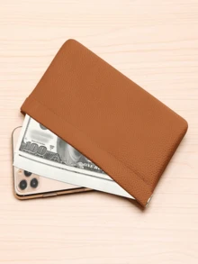 1PC Self-Closing Long Wallet, Simple Style Leather Purse For Women, Passport Driver's License ID Document Holder, Earphone Data Cable Cash Cosmetic Storage Bag, Mini Travel Wallet Phone Pouch, Business Casual Travel Essentials Vacation Summer Holiday Back To School Accessories - Multicolor - View 6
