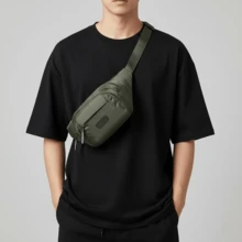 Men's Military Green Fanny Pack Shoulder Bag Unisex Waterproof Money Belt Streetwear Ondway Tactical - 軍綠色 - 查看 1