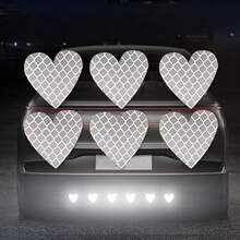 12pcs Reflective Heart-Shaped Car Stickers, High Intensity Reflective Safety Decals For Bumper, Windows, Laptops, Anti-Scratch Protection Film - Love - View 3