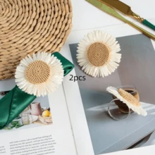 2-12个手工人造雏菊餐巾环，编织餐巾架，适用于餐桌、婚礼、家庭聚会（向日葵） - 彩色 - 查看 9