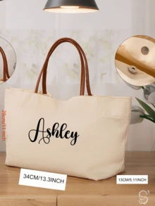 Customized Bride Bridesmaid And Beach Tote Bag - Personalized Canvas Tote Bag, Customizable Canvas Tote Bag, Customizable Tote Bag - Customizable With Your Name/Text, Customized Women's Coin Purse, Unique Large Capacity, Lightweight And Foldable, Fashionable Dual Handles, Printable With Letters/Photos, Suitable As A Gift - Multicolor - View 7