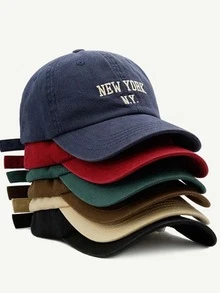 New York NY Premium Curved Brim Cap With Adjustable Strap, Men's, Women's, Casual, Unisex Polyester Embroidered Hat - 藏蓝色 - 查看 3
